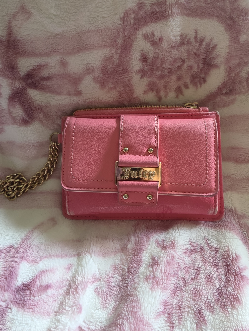 Juicy Couture Pink Chain Crossbody Wallet